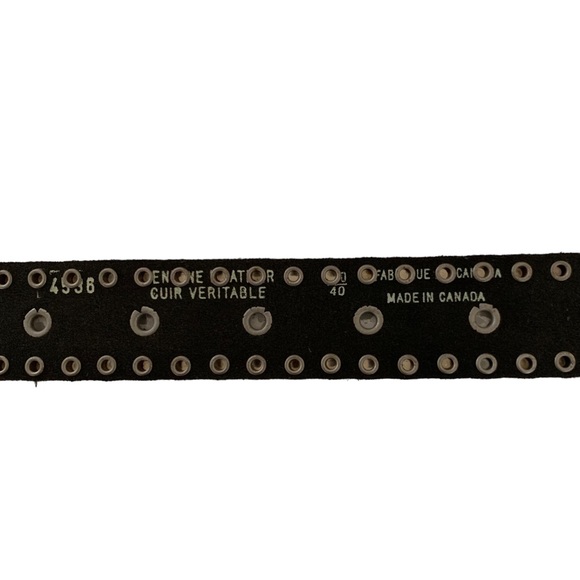 Black and Silver Metal Studded Genuine Leather Streetwear Belt Made in Canada - Picture 11 of 13